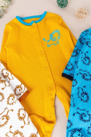 Babymod Aslan Figürlü Uzun Kollu 3'lü Erkek Bebek Tulum Takım 001