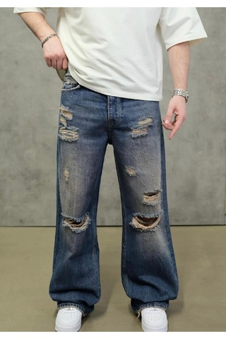 Blue Ripped Detail Jeans Denim Pants Mavi