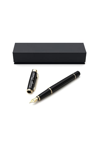 Kişiye Özel İsim Yazılı Premium Dolma Kalem Şık Hediye Kutulu Siyah