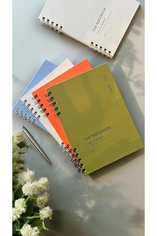 Spiralli 80 Yaprak Çizgili A5 Defter, Not Defteri, Okul Defteri, 4 Farklı Renk Seçeneği 03 Olive Green