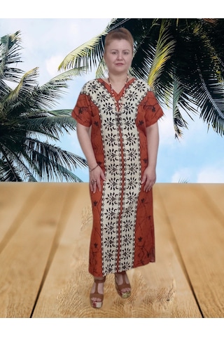 Boutique Venüs Şilebezi Taş Baskılı Elbise - Kahverengi