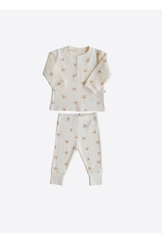 Organik Hector 2'li Pijama Takımı Natural Krem