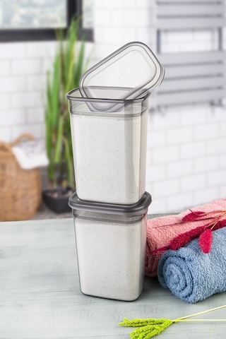 Vienev Peggy Etiketli Dikdörtgen Deterjan Saklama Kabı Seti Antrasit 1500 ML 2'li