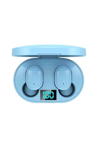 E6s Led Ekran Tws Kablosuz Bluetooth Kulaklık Mavi