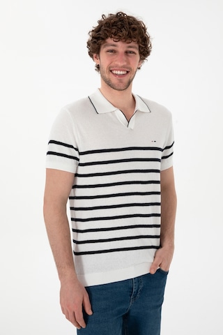 U.S. Polo Assn. Erkek Slim Fit Polo Yaka Beyaz Tişört 50302971-VR013