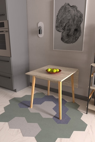 Vilinze Avanos Mdf Traverten Katlanır Ahşap Mutfak Masası - 70x80 Cm