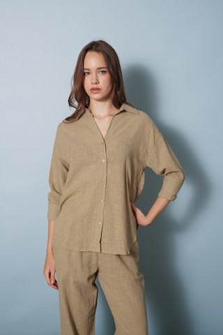 Avrile Oversize Gömlek Zeytin Yeşili