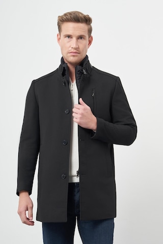 İmza Siyah Kaşe Kürklü Yaka Düz Tek Yırtmaç Tam Kapitone Astar Slim Fit Classic Palto 1005245102 Siyah