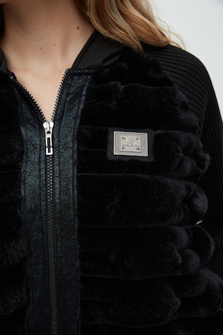Daido Kadın Oversize Peluş Fermuarlı Kaban - Yeni Sezon Siyah