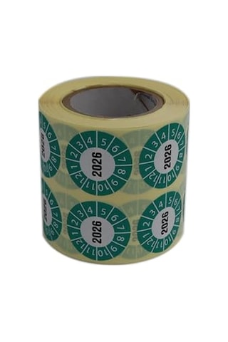 Vellum Tarih Seçme Etiketi 30mm X 30mm Ruloda 1000 Adet Yeşil, 2026 1