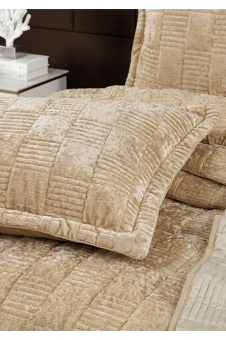 Goldroom Home Ranya Kadife Nakışlı Tek Kişilik Yatak Örtüsü Gold