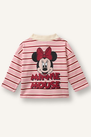 Defacto %100 Pamuk Disney Mickey & Minnie Polo Yaka Çizgili Sweatshirt Kız Bebek I2158a526aupn149 Pembe-pn149