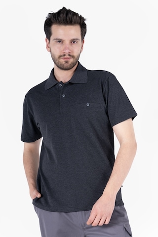 Yıldırımlar T-shirt %100 Pamuk Polo Yaka Fleto Cepli %100 Pamuk Antrasit Melanj