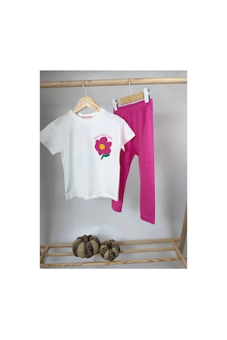 Poala Kids Çiçekli Tayt Takım Çok Renkli
