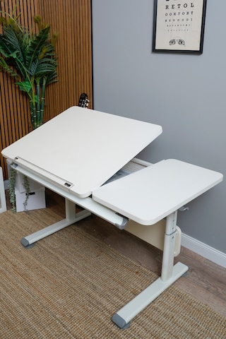 Vega Basic Yükseklik Ve Eğim Ayarlı Ekru Çalışma Masası, Çekmeceli Bilgisayar Ve Ofis Masası, Fuşya Gri