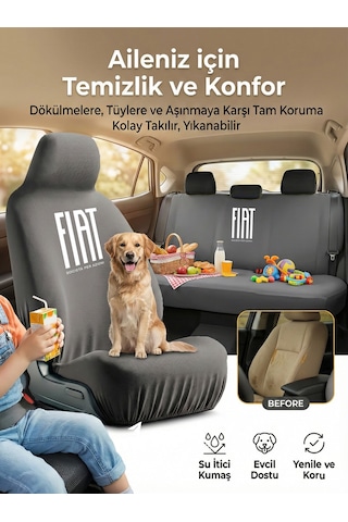 Fiat Multipla İle Uyumlu Koltuk Kılıfı Koruma Seti Ön Arka Uyumlu Gri