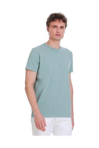 Hatemoğlu Mavi Regular Fit Bisiklet Yaka Pamuklu Tişört 1996529 Mavi-01