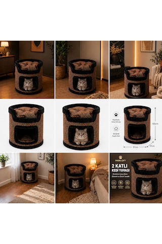 Miyusa 2 Katlı Kedi Evi Modern, Konforlu Ve Şık Kedi Yuvası