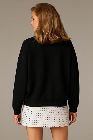 Fashion Friends Oversize Bisiklet Yaka Siyah Kadın Sweatshirt 25k0141k1 SiYAH