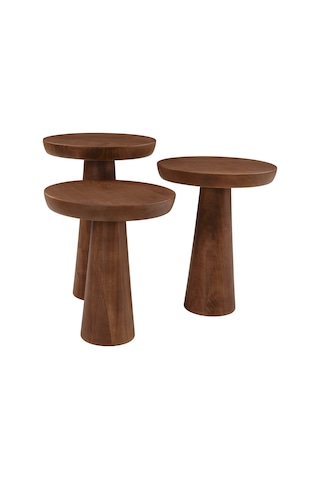 Mushroom Üçlü Zigon Sehpa Ceviz