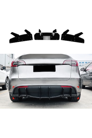 Tesla Juniper Arka Tampon Spoyleri Arka Difüzör 3 Adet Parlak Siyah