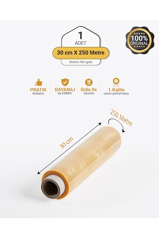 1 Adet 30cm X 250mt Gıda Streç Film Yemekçiler Çiğ Köfteciler Ve Şarküteriler İçin 1.kalite 1 Adet 30cm X 250mt Gıda Streç Film Yemekçiler Çiğ Köfteciler Ve Şarküteriler İçin 1.kalite