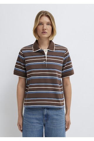 Mavi - Çizgili Polo Yaka Kahverengi Tişört 1614119-88068