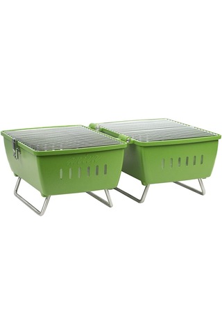 Yeşil Prtk Mangal Taşınabilir Katlanabilir Portatif Çift Taraflı Alüminyum Döküm Kömürlü Outdoor Piknik Tasar Çok Renkli