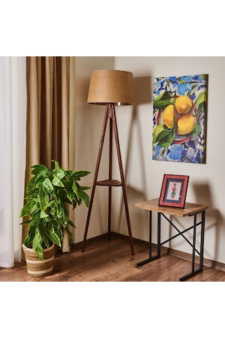 Evidea Lighting Sehpalı Tripod Lambader - Kahverengi / Ceviz - 153 Cm Kahverengi / Ceviz