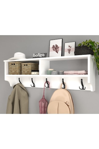 Bofigo Portmanto Duvar Askılığı Elbise Askılığı Beyaz