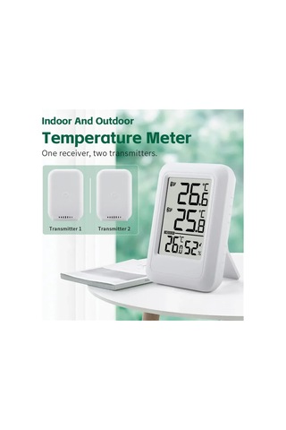 Yunboo Ts-ft0402 Ev Dijital Sıcaklık Ve Nem Ölçer: Kablosuz İç/dis Dörtlü Gösterim, 100m Alım, 24 Saat Max/min Kaydı, Duvar Montajlı