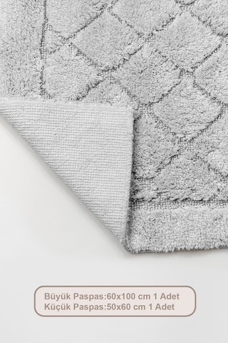 Elart Frio Banyo Halısı Paspas Takımı Pamuklu 2 Adet 60x100 Cm Gri Gri