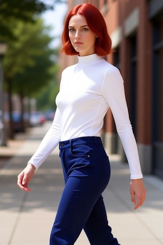 Ersefa Moda Dik Yaka Örme Slim Düz Desen Casual Günlük Regular Uzun Kol Beyaz