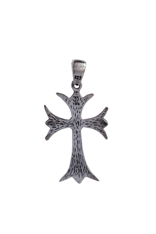 925 Ayar Gümüş Gotik Haç Tasarım Cross Kolye Ucu Gümüş