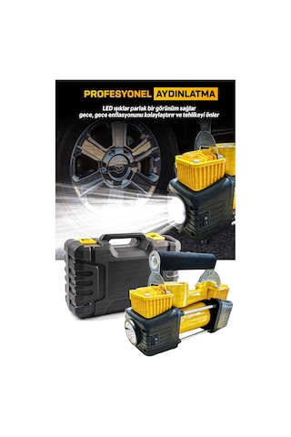 Profesyonel Çift Pistonlu 12v 150 Psi Hızlı Dolum Araba Lastik Bot Şişirme Kompresörü Lastik Set
