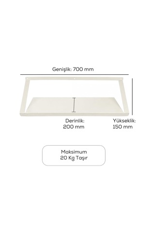 Tr Ziglat 150 Serisi Endüstriyel Duvar Tipi Raf 700x200x150 Mm Mat Beyaz 20 Kg Taşıma Kapasiteli Diğer