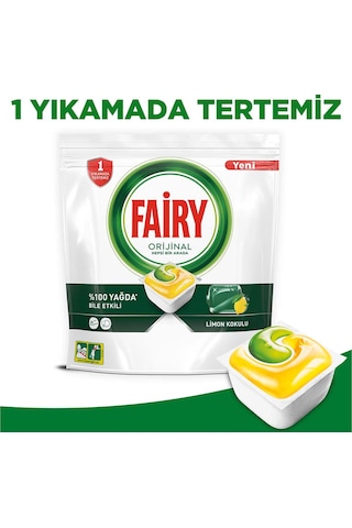Fairy Hepsi Bir Arada Limon Kokulu Bulaşık Makinesi Deterjanı 100 Tablet