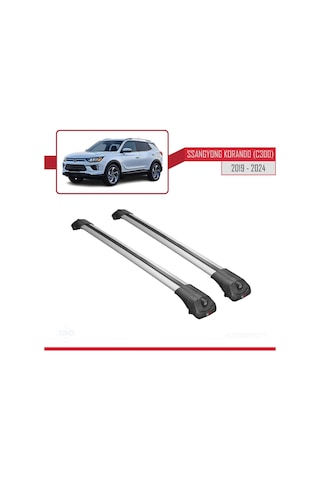 Ssangyong Korando C300 2019 Ve Sonrası İle Uyumlu Ace-1 Ara Atkı Tavan Barı Gri