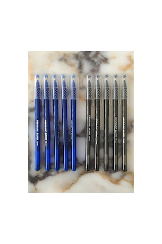 Büro Tükenmez Kalem Seti 1.0mm 15 Li 5 Mavi - 5 Siyah Çok Renkli