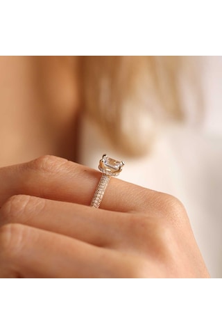 Altın Tektaş Baget Yüzük T12553 Renkli