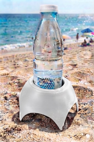Plaj Için Kuma Batmayan Akıllı Tasarım Devrilmez Bardak Altlığı Ve İçecek Sabitleyici Aparat 2 Adet Beyaz