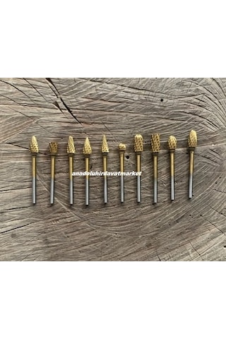 Carve Titanyum Çelik Ahşap Metal Oyma Seti Freze Seti Gravür Ucu 10pcs 3mm