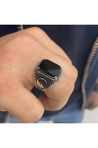 Simurg Jewellery 925 Ayar Gümüş Harfli Erkek Yüzük