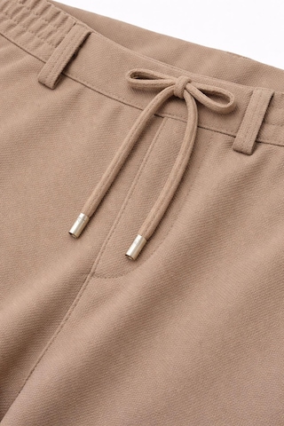 Yazı Erkek Slim Fit Dar Kesim Beli Bağlamalı Yan Cepli Casual Jogger Pantolon Sütlü Kahve