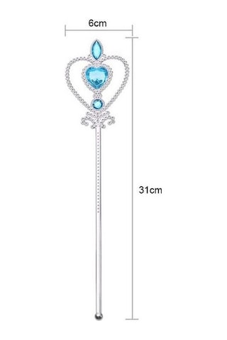 Frozen Elsa Temalı Mavi Kalp Taşlı Sihirli Asa Kız Çocuk Kostüm Aksesuarı - 31 Cm