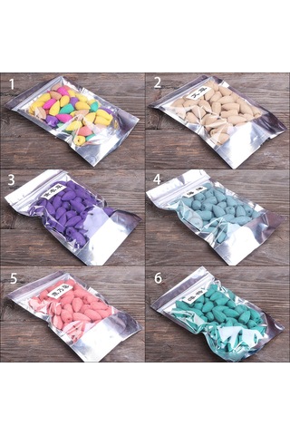 Tenfowee 6 Farklı Kokulu Sandalwood Tütsü Granülleri - Ters Akışlı Koku Efekti - 50 Adet Poşetli Karışık Paket