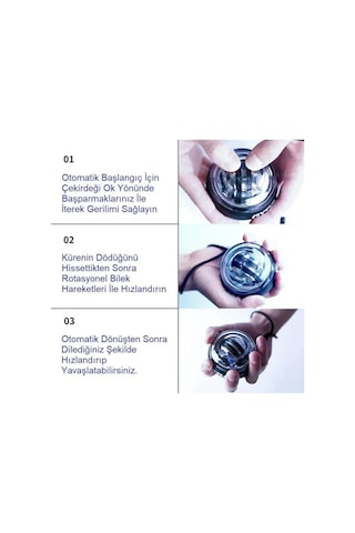 Mucit Home Gyro Ball El Bilek Egzersiz Topu El Kol Bilek Güçlendirme Kas Kuvvet Fitness Spor Egzersiz Siyah