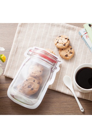 Yaleker Kırmızı 3'lü Pe Malzeme Masons Flasör Desenli Yemek Saklama Poşeti, Çift Kapaklı, Buzdolabına Uygun, Seyahat Ve Atıştırmalık İçin Kırmızı