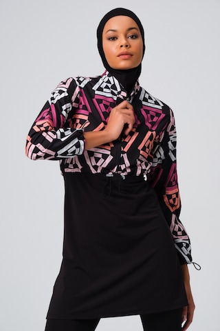 Alfasa Desenli Crop Tesettür Mayo - Pembe