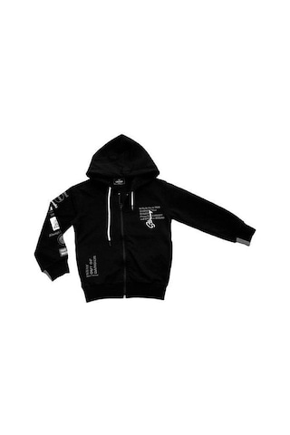 Erkek Çocuk Kapüşonlu Stay Yazılı Mevsimlik Hırka-14167 Siyah